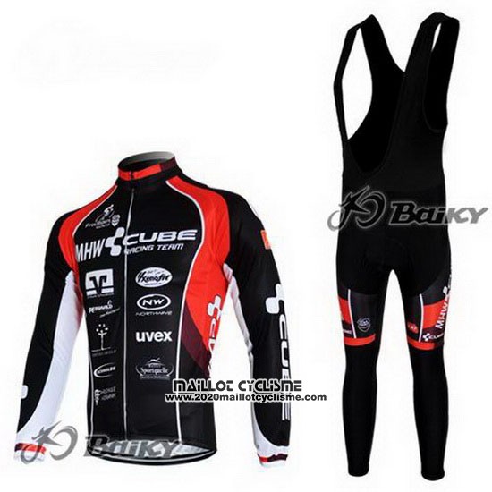 2012 Maillot Ciclismo Cube Noir et Rouge Manches Longues et Cuissard