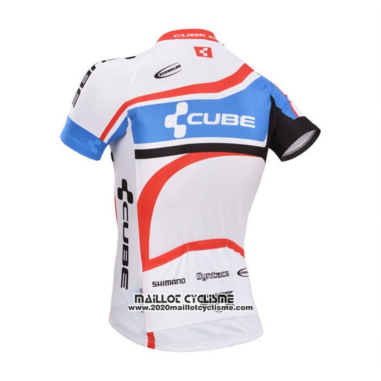 2014 Maillot Ciclismo Cube Blanc et Bleu Manches Courtes et Cuissard