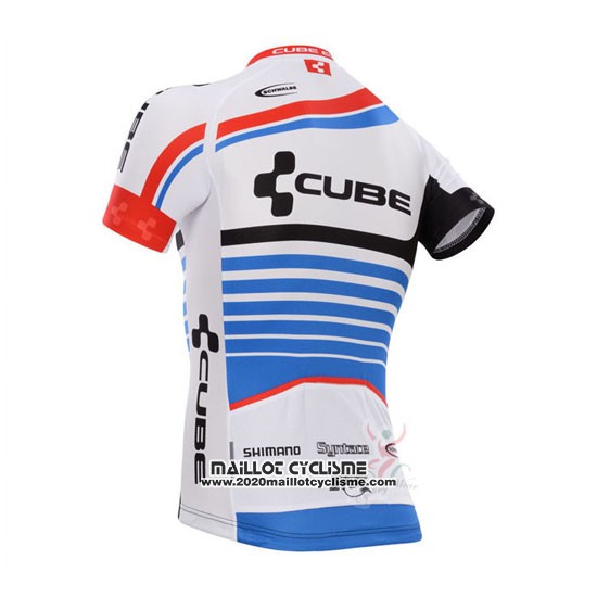 2014 Maillot Ciclismo Cube Bleu et Blanc Manches Courtes et Cuissard