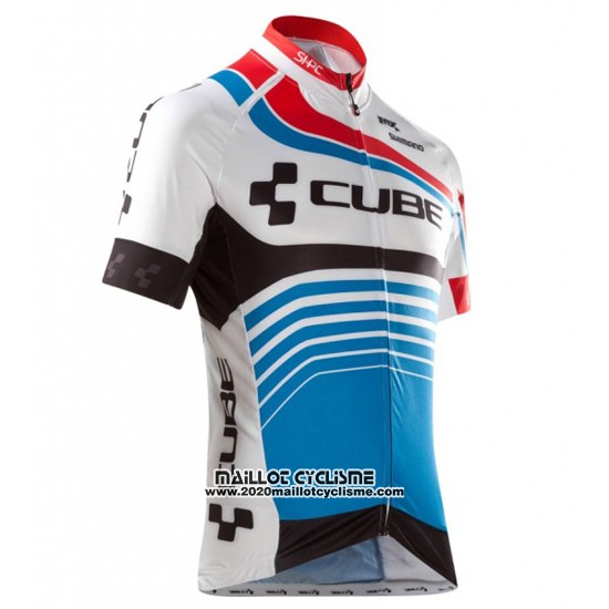 2016 Maillot Ciclismo Cube Bleu et Blanc Manches Courtes et Cuissard