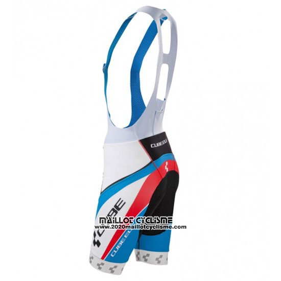 2016 Maillot Ciclismo Cube Bleu et Blanc Manches Courtes et Cuissard