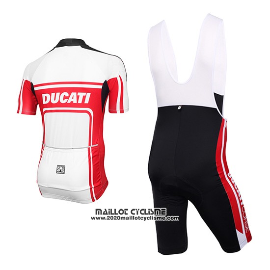 2016 Maillot Ciclismo Ducati Blanc et Rouge Manches Courtes et Cuissard