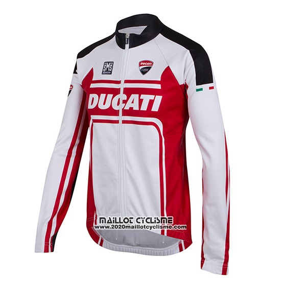 2016 Maillot Ciclismo Ducati Blanc et Rouge Manches Longues et Cuissard