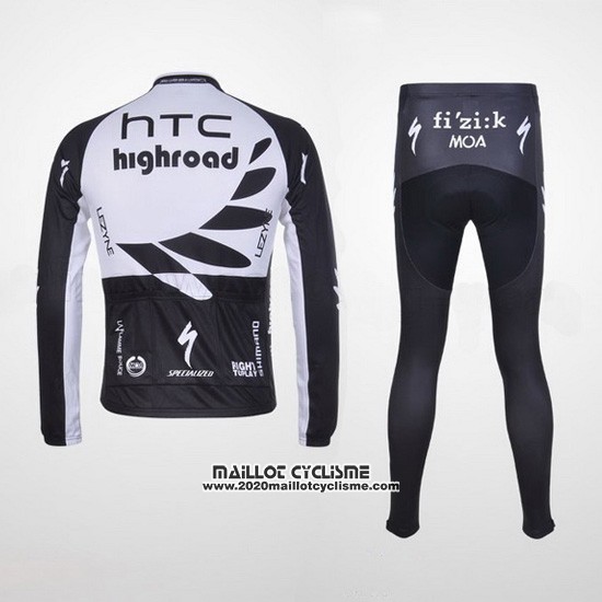 2011 Maillot Ciclismo Htc Highroad Noir et Blanc Manches Longues et Cuissard