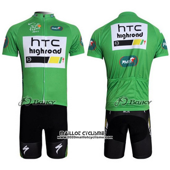 2011 Maillot Ciclismo Htc Highroad Vert et Blanc Manches Courtes et Cuissard