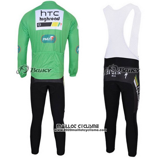 2011 Maillot Ciclismo Htc Highroad Vert et Blanc Manches Longues et Cuissard