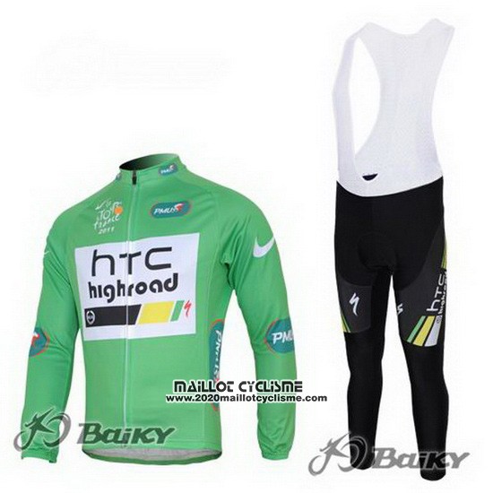 2011 Maillot Ciclismo Htc Highroad Vert et Blanc Manches Longues et Cuissard