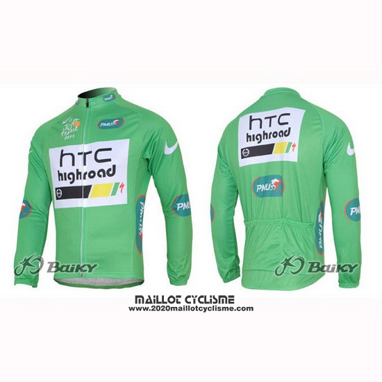 2011 Maillot Ciclismo Htc Highroad Vert et Blanc Manches Longues et Cuissard