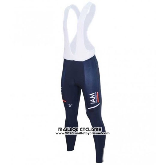 2016 Maillot Ciclismo IAM Blanc et Bleu Manches Longues et Cuissard