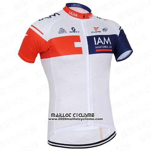 2016 Maillot Ciclismo IAM Rouge et Bleu Manches Courtes et Cuissard