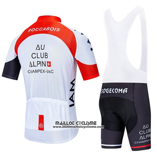 2020 Maillot Ciclismo IAM Blanc Rouge Noir Manches Courtes et Cuissard