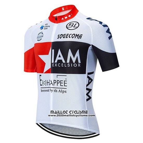 2020 Maillot Ciclismo IAM Blanc Rouge Noir Manches Courtes et Cuissard