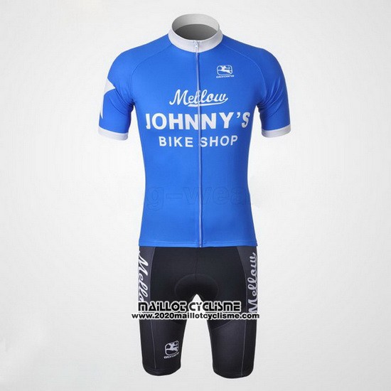 2010 Maillot Ciclismo Johnnys Blanc et Azur Manches Courtes et Cuissard