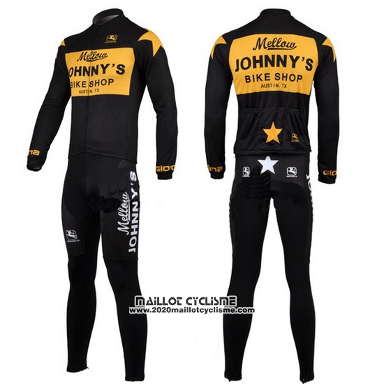 2010 Maillot Ciclismo Johnnys Noir et Jaune Manches Longues et Cuissard