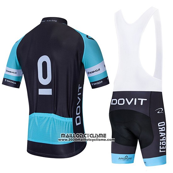 2020 Maillot Ciclismo Leopard Natural Bleu Noir Manches Courtes et Cuissard