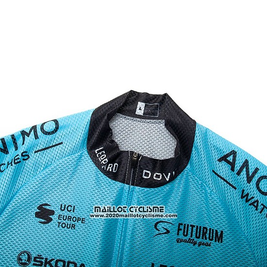 2020 Maillot Ciclismo Leopard Natural Bleu Noir Manches Courtes et Cuissard