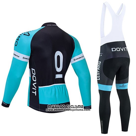 2020 Maillot Ciclismo Leopard Natural Bleu Noir Manches Longues et Cuissard