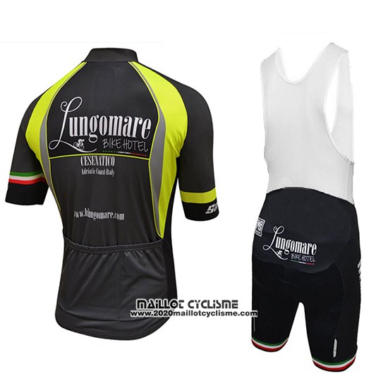 2018 Maillot Ciclismo Lungomare Noir et Jaune Manches Courtes et Cuissard