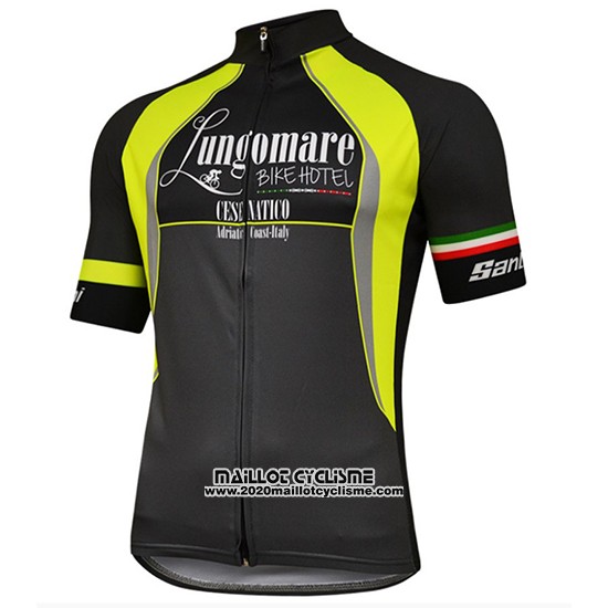 2018 Maillot Ciclismo Lungomare Noir et Jaune Manches Courtes et Cuissard