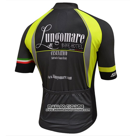 2018 Maillot Ciclismo Lungomare Noir et Jaune Manches Courtes et Cuissard