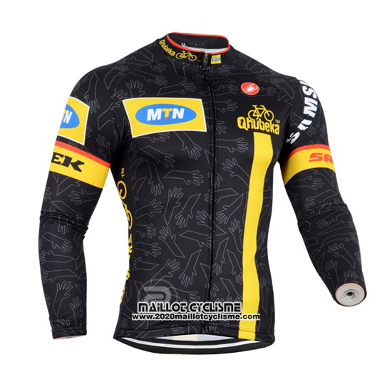 2014 Maillot Ciclismo Mtn Noir et Jaune Manches Longues et Cuissard