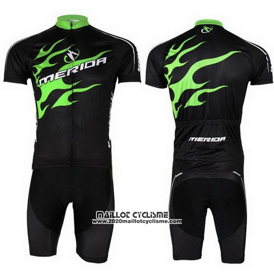 2013 Maillot Ciclismo Merida Noir et Vert Manches Courtes et Cuissard