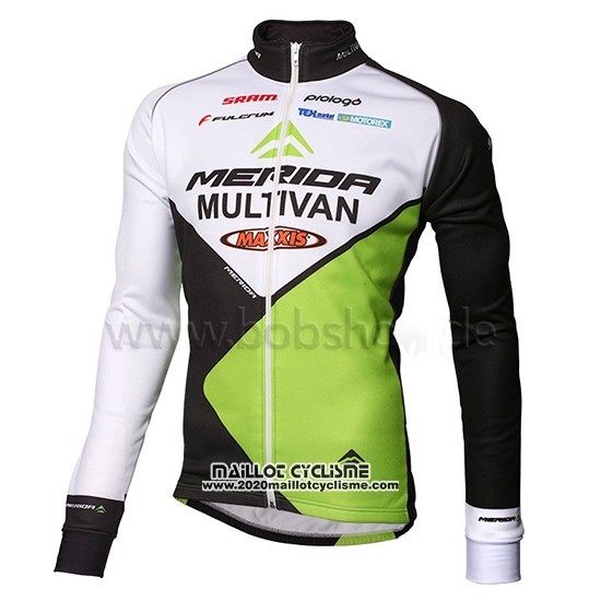 2014 Maillot Ciclismo Multivan Merida Vert et Blanc Manches Longues et Cuissard