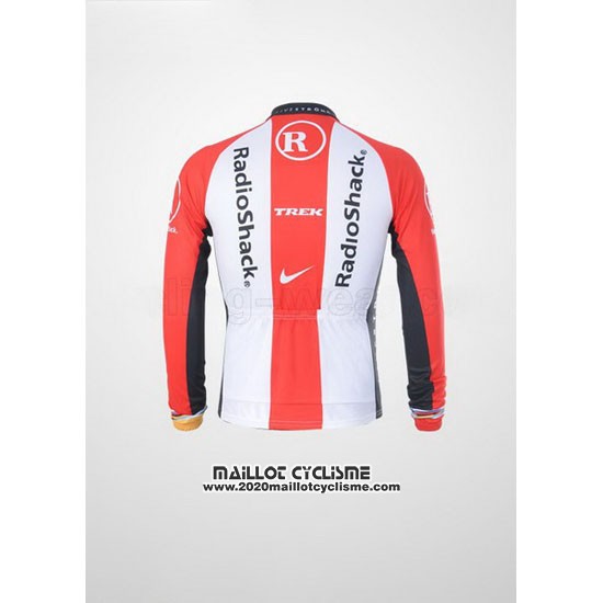2011 Maillot Ciclismo Radioshack Blanc et Rouge Manches Longues et Cuissard