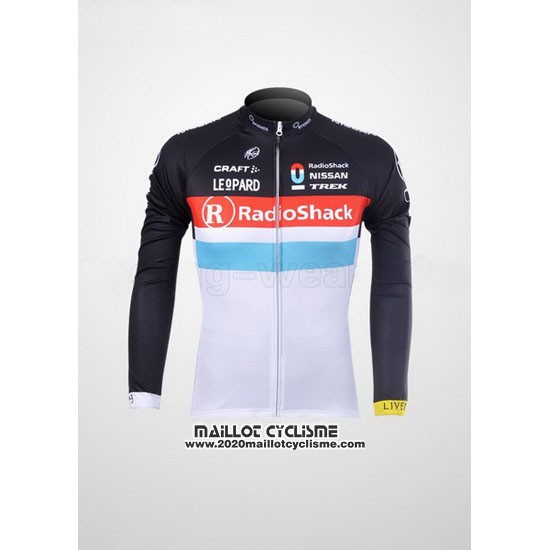 2012 Maillot Ciclismo Radioshack Noir et Blanc Manches Longues et Cuissard