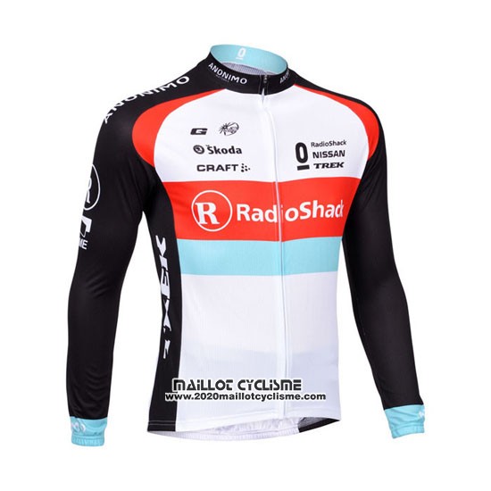 2013 Maillot Ciclismo Radioshack Blanc et Noir Manches Longues et Cuissard