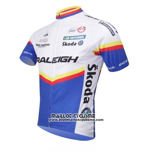 2012 Maillot Ciclismo Raleigh Bleu et Blanc Manches Courtes et Cuissard