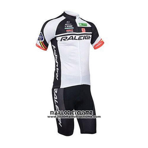 2013 Maillot Ciclismo Raleigh Noir et Blanc Manches Courtes et Cuissard