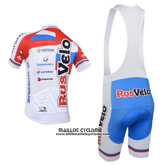 2013 Maillot Ciclismo Rusvelo Blanc et Rouge Manches Courtes et Cuissard