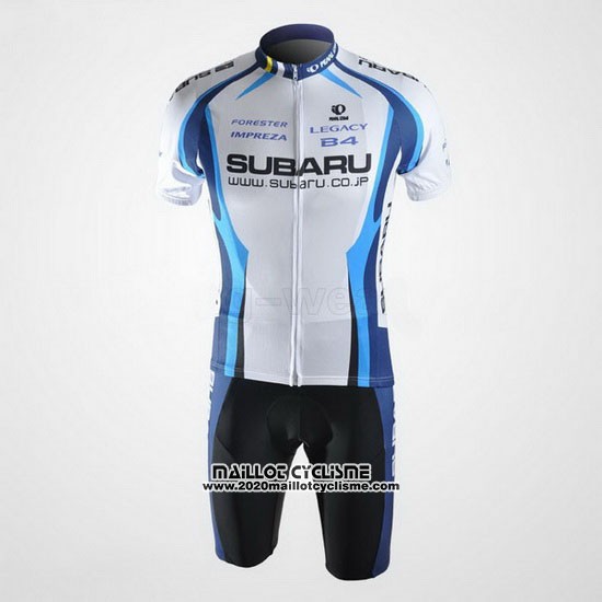 2011 Maillot Ciclismo Subaru Azur et Blanc Manches Courtes et Cuissard