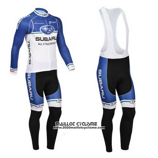 2013 Maillot Ciclismo Subaru Bleu et Blanc Manches Longues et Cuissard