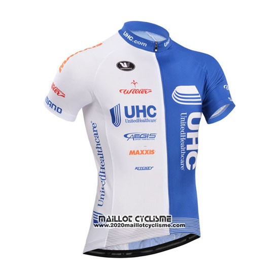 2014 Maillot Ciclismo UHC Blanc et Azur Manches Courtes et Cuissard