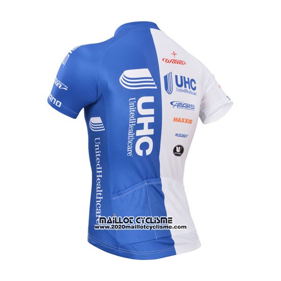 2014 Maillot Ciclismo UHC Blanc et Azur Manches Courtes et Cuissard