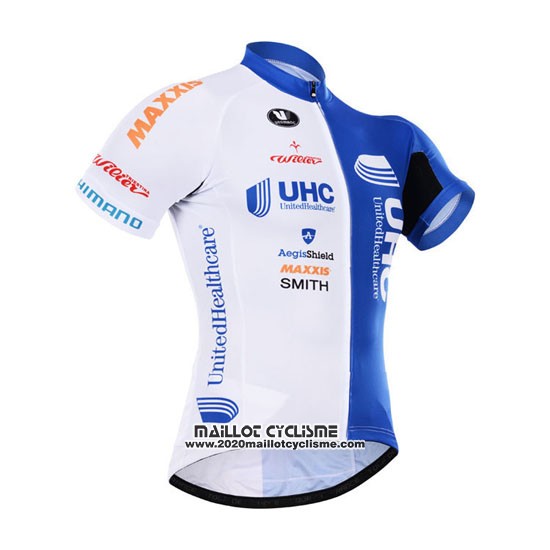 2015 Maillot Ciclismo UHC Blanc et Azur Manches Courtes et Cuissard