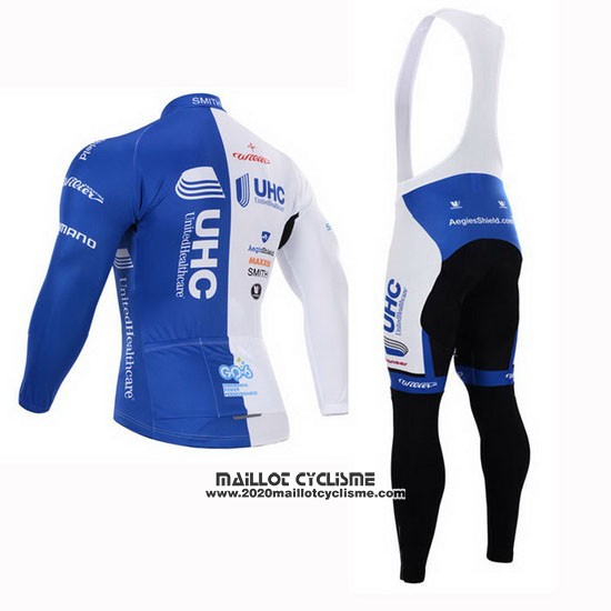 2015 Maillot Ciclismo UHC Blanc et Azur Manches Longues et Cuissard