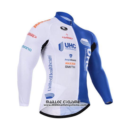2015 Maillot Ciclismo UHC Blanc et Azur Manches Longues et Cuissard