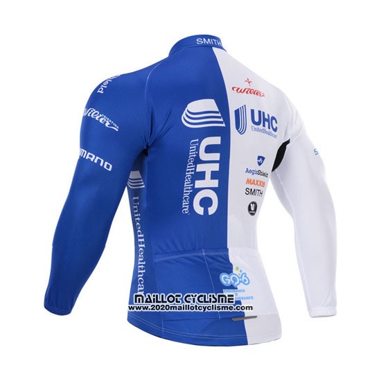 2015 Maillot Ciclismo UHC Blanc et Azur Manches Longues et Cuissard
