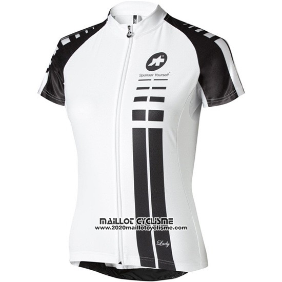 2016 Maillot Ciclismo Femme Assos Blanc et Noir Manches Courtes et Cuissard