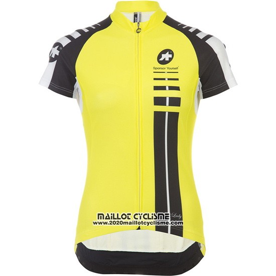 2016 Maillot Ciclismo Femme Assos Noir et Jaune Manches Courtes et Cuissard