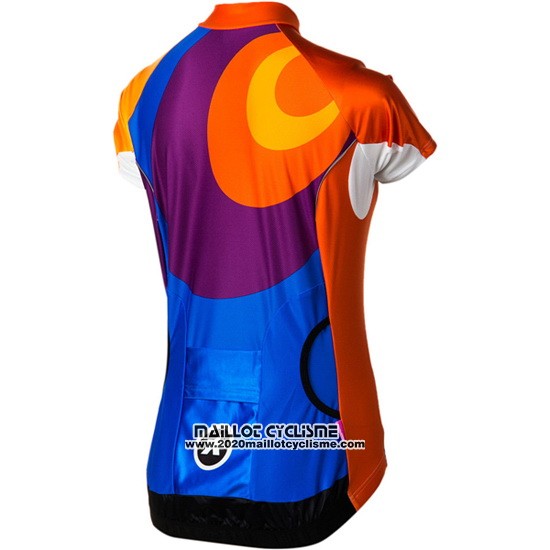 2016 Maillot Ciclismo Femme Assos Orange et Bleu Manches Courtes et Cuissard