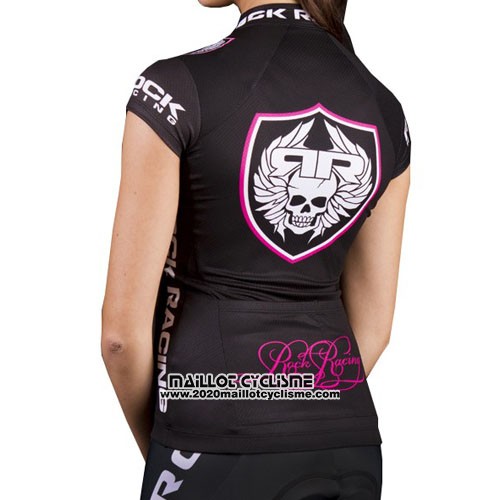 2016 Maillot Ciclismo Femme Rock Racing Marron Manches Courtes et Cuissard
