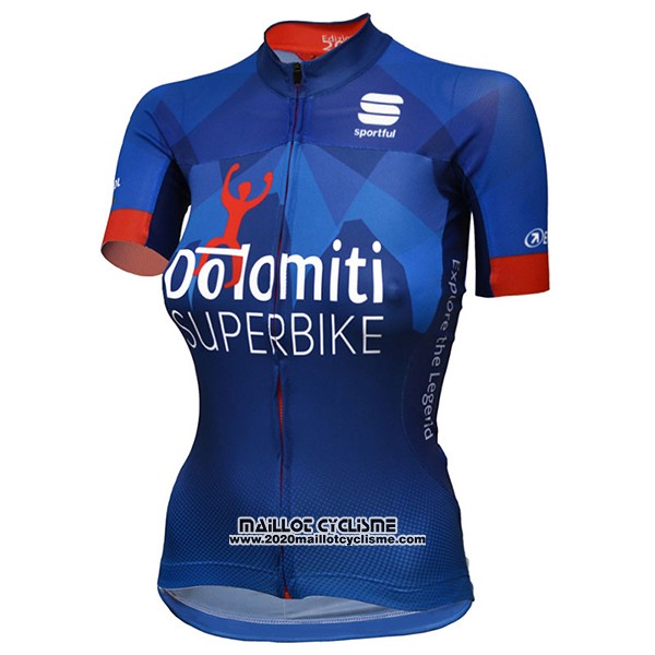 2017 Maillot Ciclismo Femme Dotomini Superbike Bleu Manches Courtes et Cuissard
