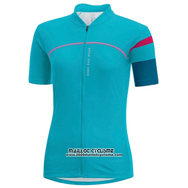 2017 Maillot Ciclismo Femme Gore Bike Wear Bleu Clair Manches Courtes et Cuissard