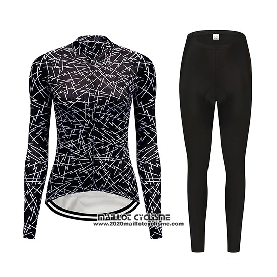 2019 Maillot Ciclismo Femme Dirty Snow Noir Manches Longues et Cuissard