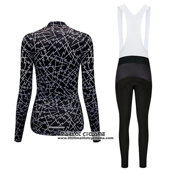2019 Maillot Ciclismo Femme Dirty Snow Noir Manches Longues et Cuissard