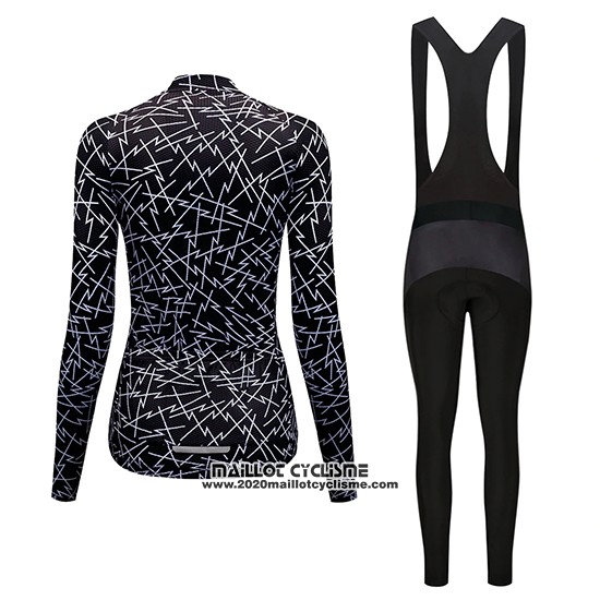 2019 Maillot Ciclismo Femme Dirty Snow Noir Manches Longues et Cuissard
